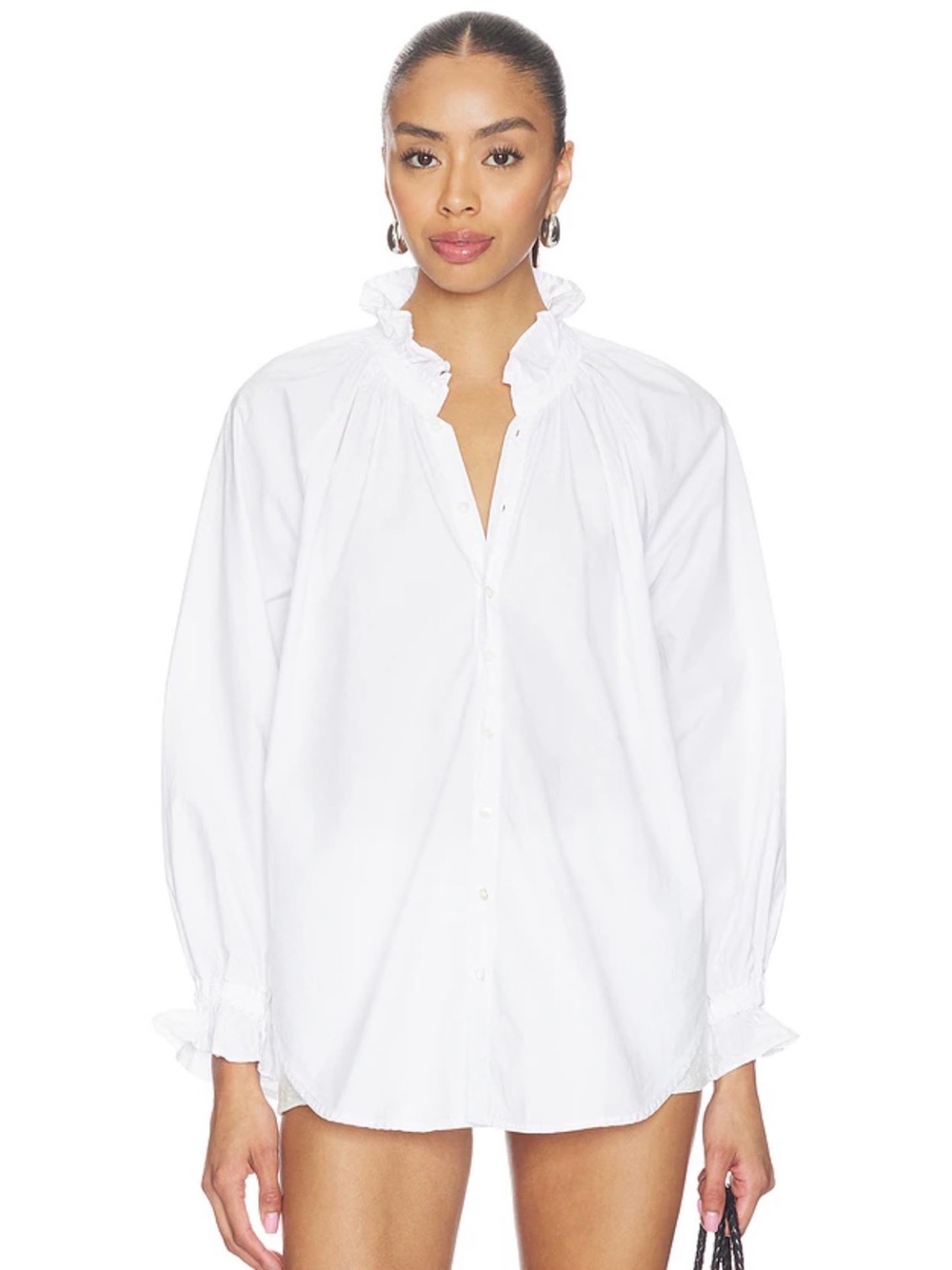 NWT CITIZENS OF HUMANITY
Loretta White Ruffle Collar Button-Up Blouse Top Size M